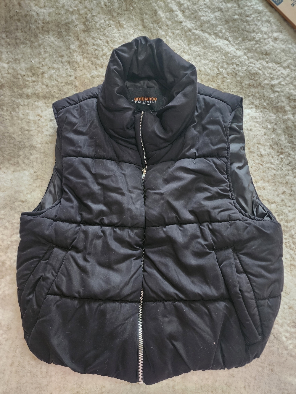 Ambiance Black Quilted Sleeveless Puffer Vest